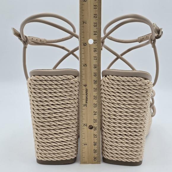 NWOT Marc Fisher Zarah Faux Leather Strappy Wedge Heels, Lite Latte 110, Sz. 11M - Picture 11 of 16